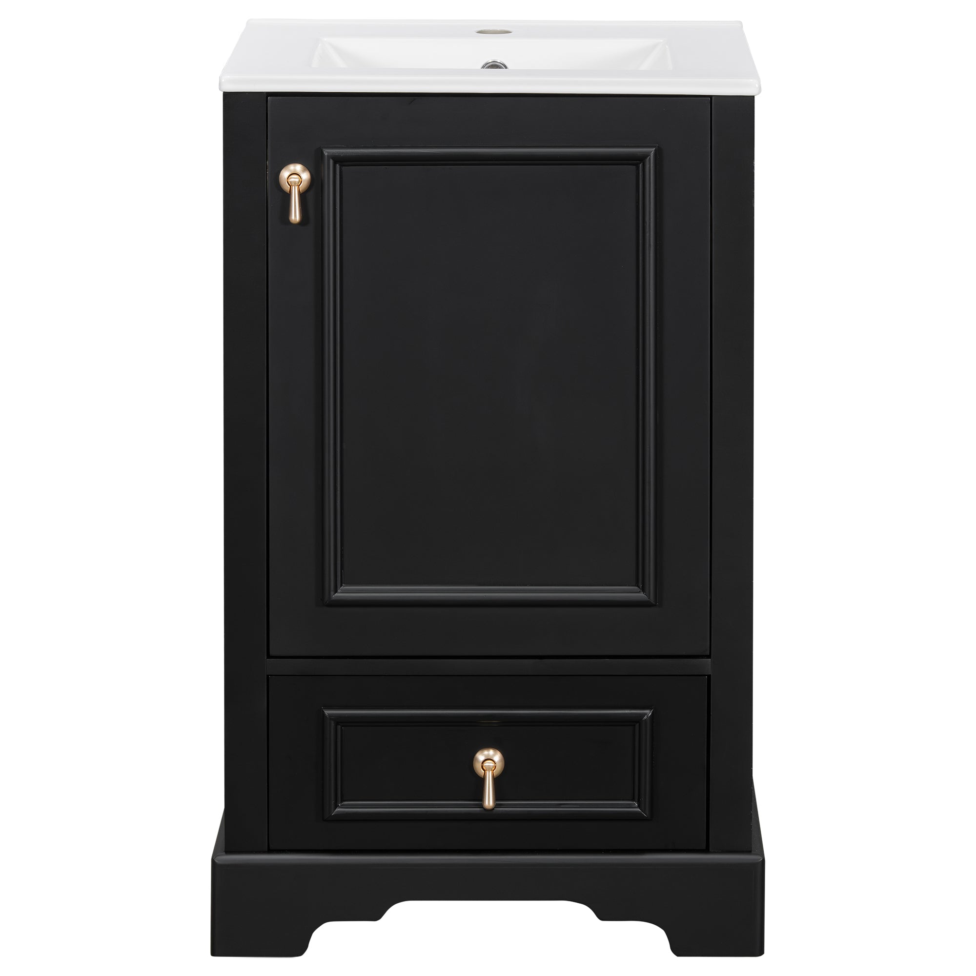 VanityFus Black 20-in Bathroom Vanity Single Sink Combo Ceramic Top 1 Soft-Close Doors 1 Drawer Adjustable shelves